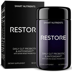 Smart Nutrients RESTORE Limited Edition bottle front view for daily digestive support.