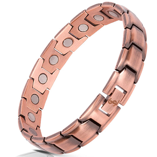 Smarter LifeStyle men's copper magnetic bracelet close-up reveals strong magnets for everyday wear.