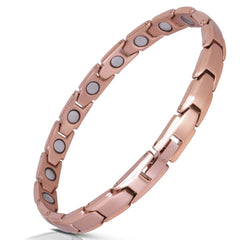 Smarter LifeStyle elegant titanium magnetic bracelet in rose gold, close up showing premium finish