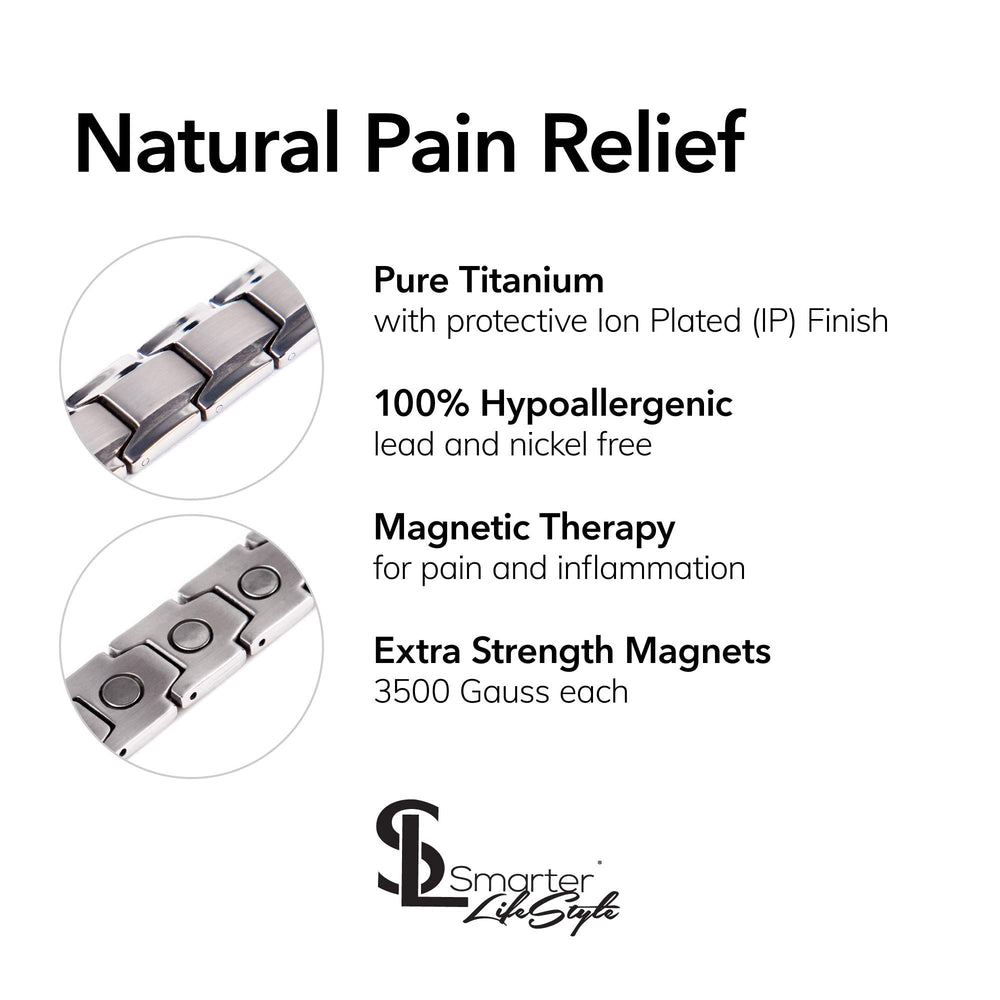 Smarter LifeStyle titanium magnetic anklet worn on the ankle showing comfortable everyday wear.
