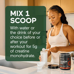 SMARTERNUTRITION Creatine Monohydrate bottle with lid open.
