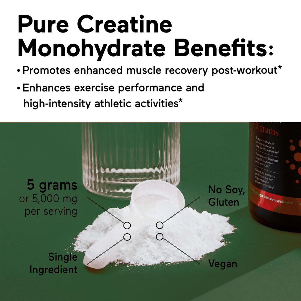 SMARTERNUTRITION Creatine Monohydrate Powder label closeup with serving details