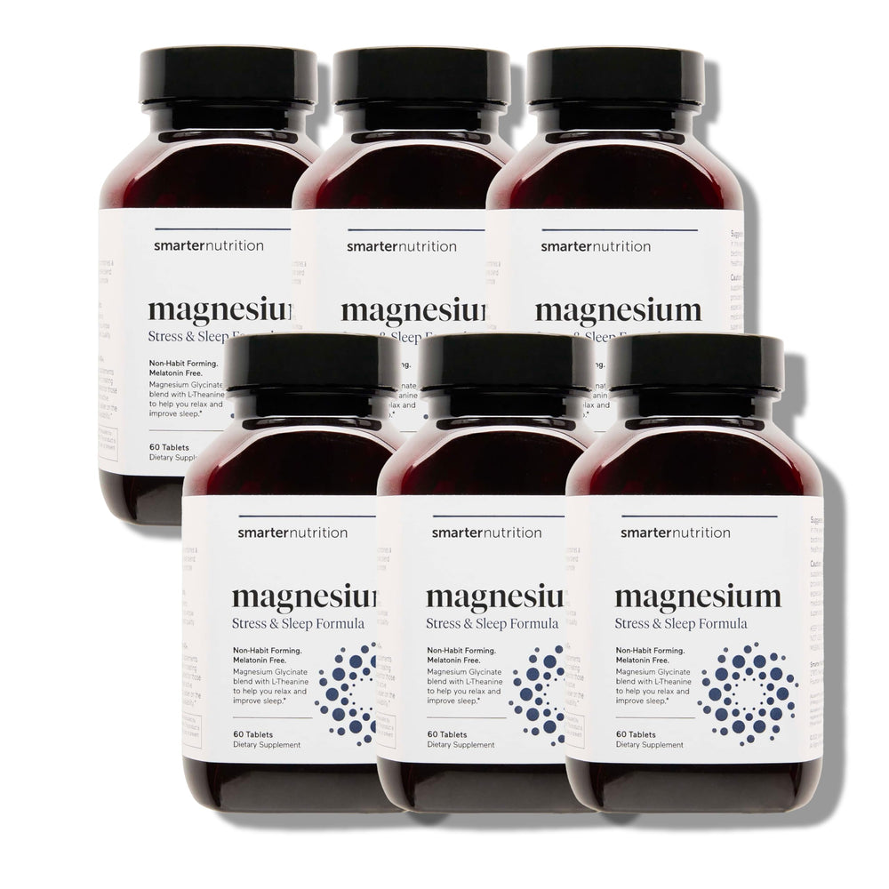 SMARTERNUTRITION Smarter Magnesium Complex bottle promotes bedtime relaxation.