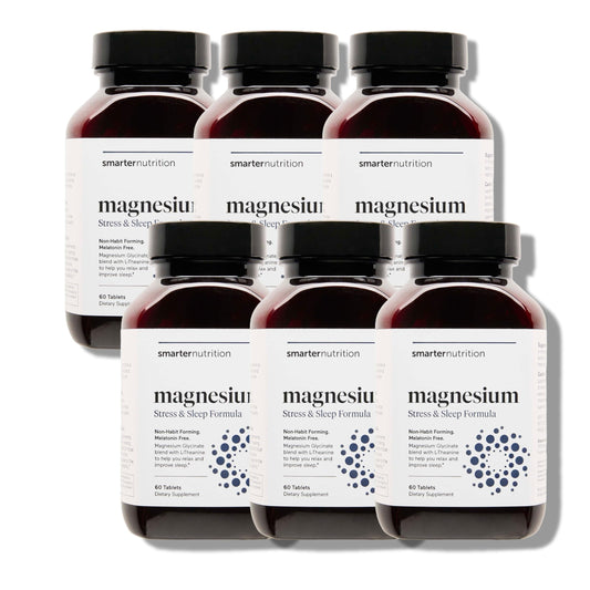 SMARTERNUTRITION Smarter Magnesium Complex bottle promotes bedtime relaxation.