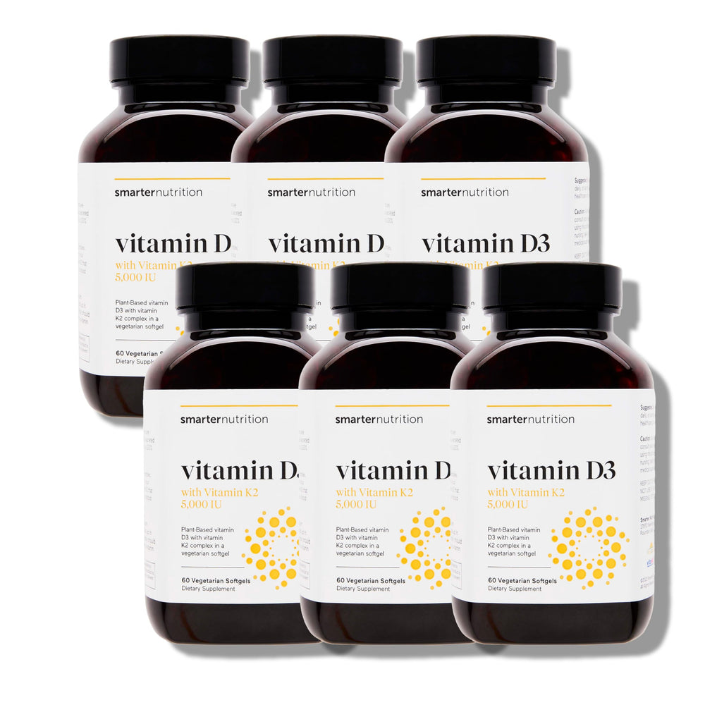 Smarternutrition vegan D3 K2 softgels bottle front for immune and bone support