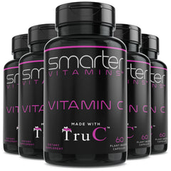 SmarterVitamins 5-pack bottles displayed for convenient daily vitamin C routine.