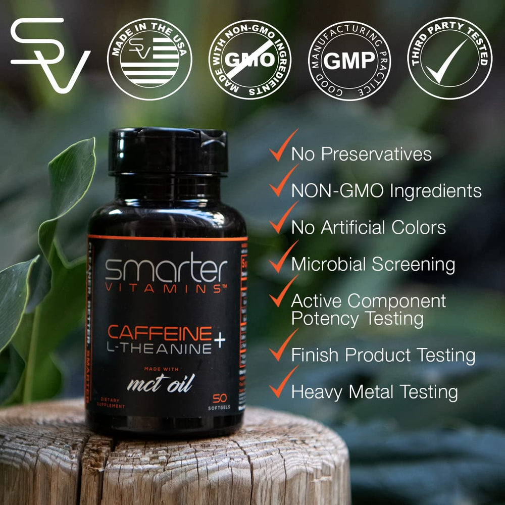 SmarterVitamins bottle and softgels ready for daily use.