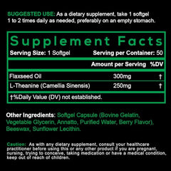 SmarterVitamins L-Theanine softgel close-up for daily balanced focus.