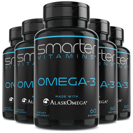 SmarterVitamins Omega-3 berry softgels bottle for easy daily use and flavor