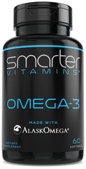 SmarterVitamins Omega 3 bottle front view shows triple-strength formula for daily wellness