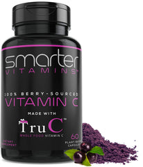SmarterVitamins Smarter Raw Vitamin C bottle with berries supports daily wellness from whole-food sources.