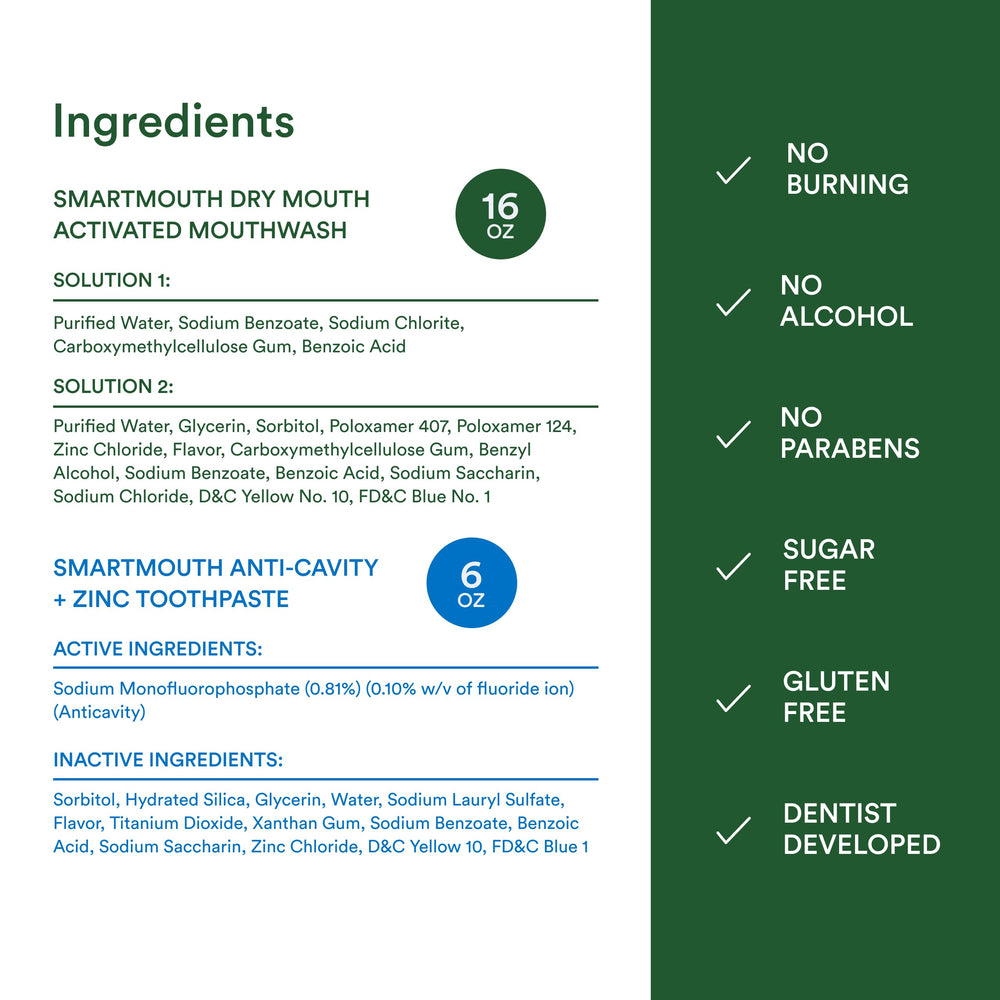 SmartMouth daily routine display with all three products