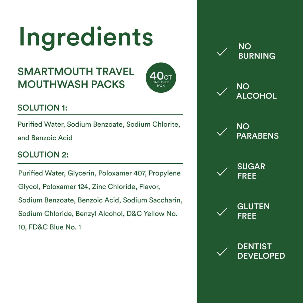 SmartMouth Original Activated Mouthwash packaging in hand for portable use