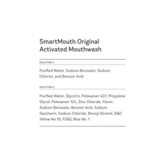 SmartMouth Original Activated Mouthwash travel pack back view showing compact design