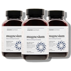 SMARTERNUTRITION Smarter Magnesium Complex bottle front view, supports restful sleep.