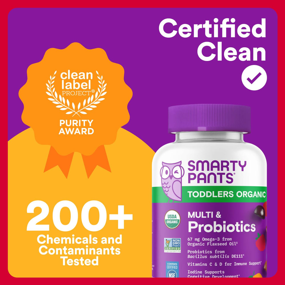 SmartyPants omega-3 and probiotic ingredients listed on label