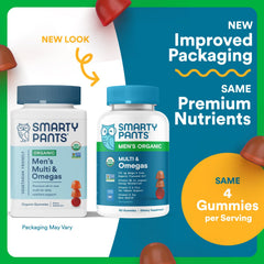 SmartyPants Mens Organic Multivitamin Gummies orange flavor promoting routine nutrition.