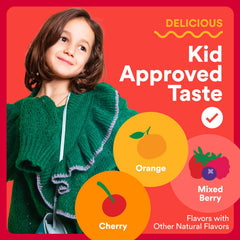 SmartyPants flavors cherry, orange, and berry kids love.