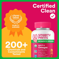 Gluten-free symbol shown with SmartyPants Organic Women’s Multivitamin.