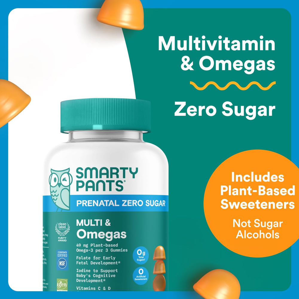 SmartyPants Prenatal Zero Sugar gummies lemon flavor for easy daily nutrition.