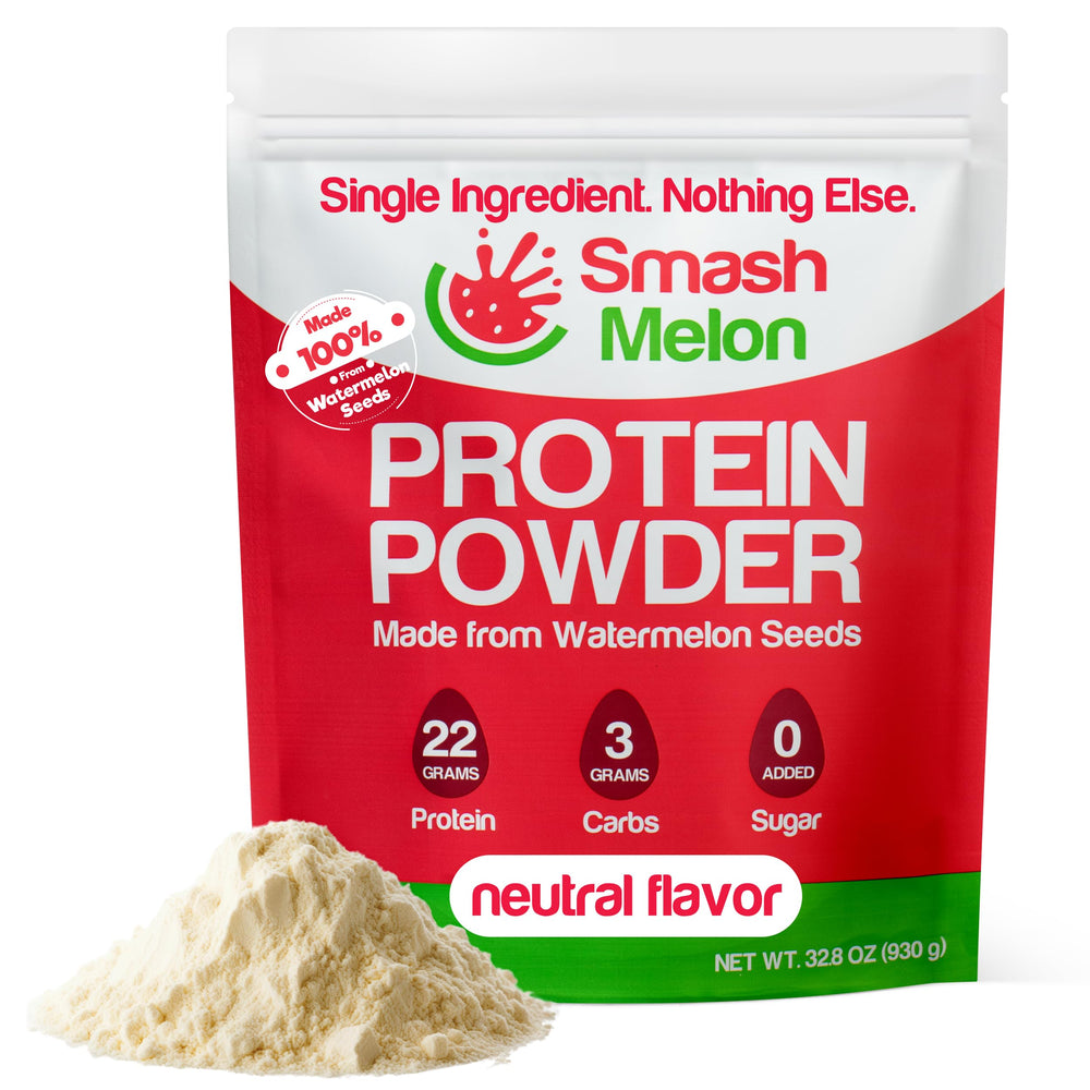 Smash Melon watermelon seed protein powder jar highlighting high-protein nutrition.