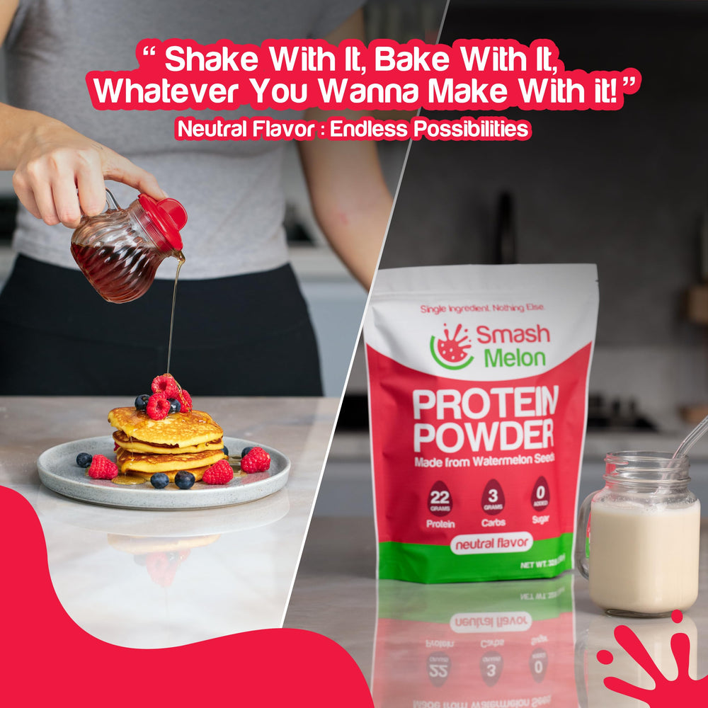 Smash Melon shake glass captures convenient, neutral protein for post-workout use.