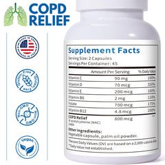 Smelling salts COPD supplement ingredients chart lists vitamins C, D, E and NAC