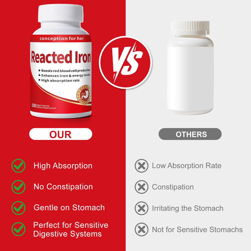 Smelling salts Reacted Iron packaging scene emphasizes pure, allergen-free iron supplementation.
