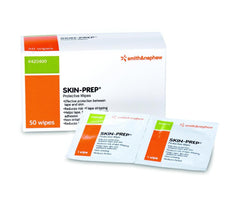 Smith & Nephew skin-prep protective dressing case image shows organized pack for adhesion-ready tapes and wafers