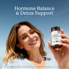 Hormone-balance graphic with SMNutrition CDG suggesting estrogen support
