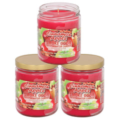 Smoke Odor Exterminator Cinnamon Apple jar candle for warm ambiance and odor control.