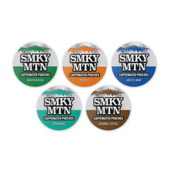 Smokey Mountain caffeinated pouches 5-can sampler pack for on-the-go alertness and flavor variety