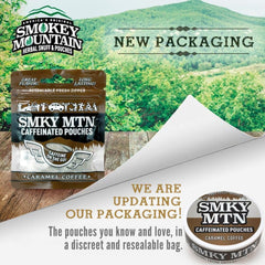 Smokey Mountain Wintergreen caffeinated pouch front view highlights flavor variety