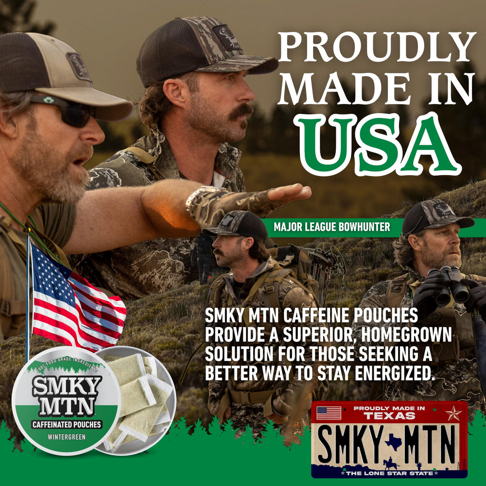 Smokey Mountain Wintergreen pouches in hand for on-the-go energy.