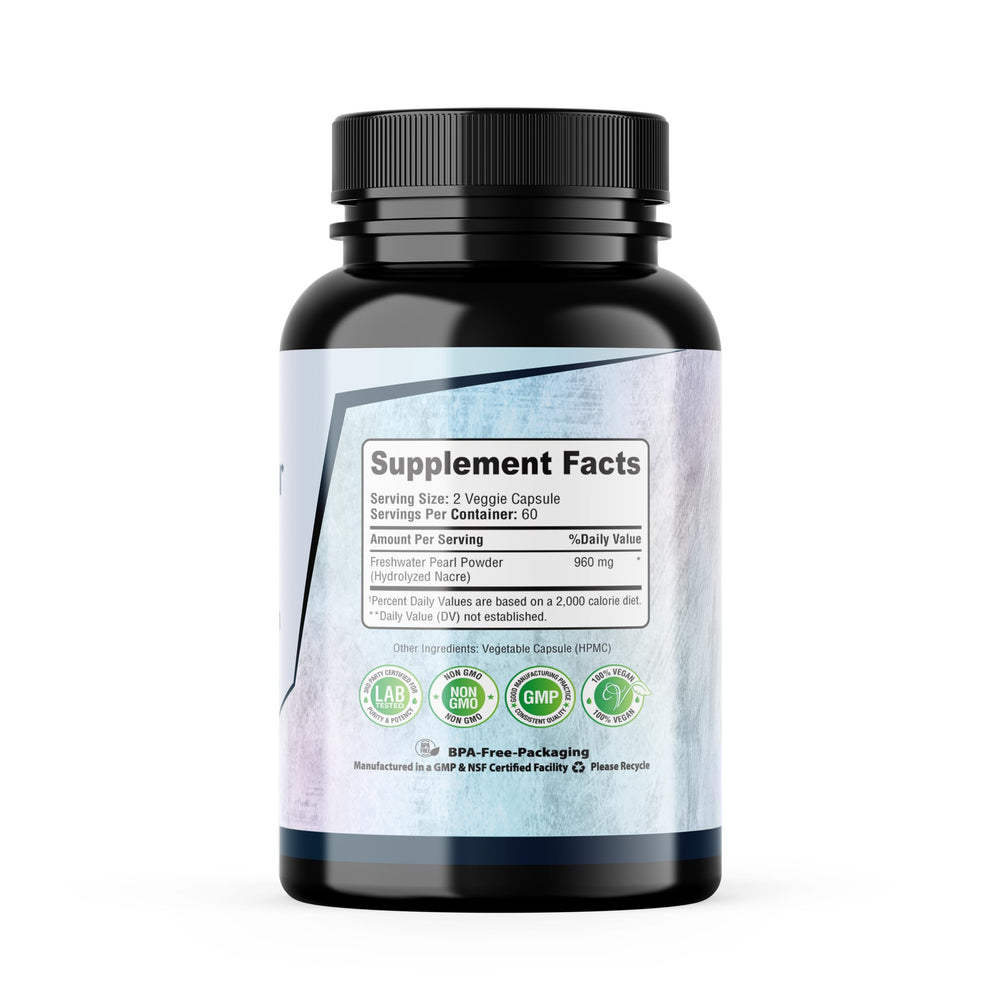 SMSHealthProducts Pearl Powder Capsules close-up highlights natural minerals for daily wellness