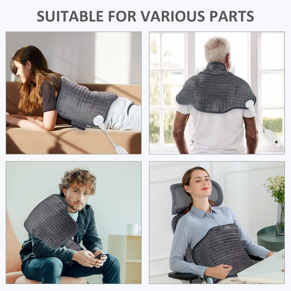 Snailax heating pad in versatile use across back, neck, and legs.