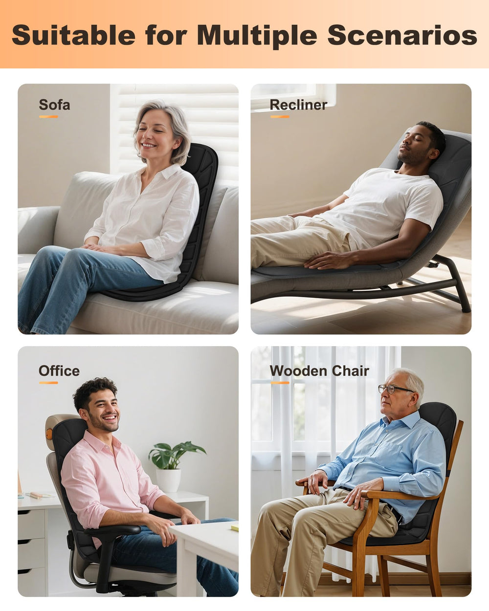 Snailax non-slip base and adjustable straps keep the cushion steady during use.