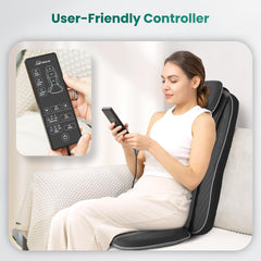 Snailax vibration seat massage shows adjustable intensity for hip and thigh comfort.