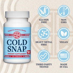 Back label detail on Snap Dynasty Cold Snap listing ingredients and care standards