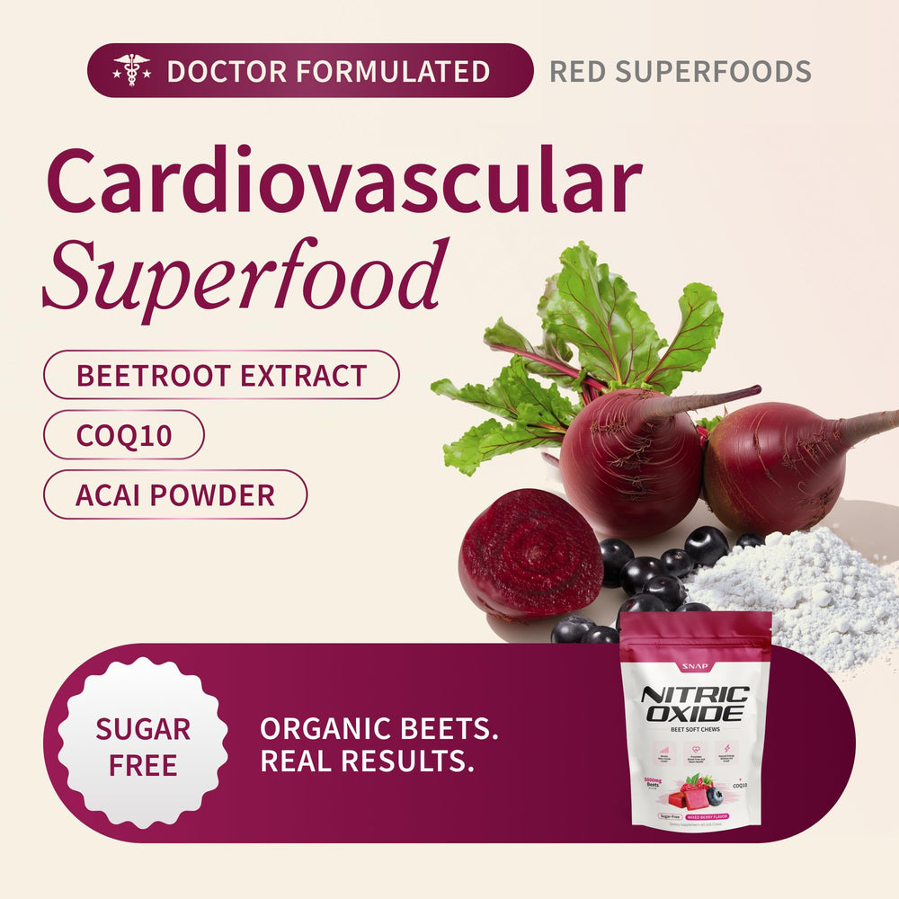Beet Root Chews with CoQ10 and acai for antioxidant wellness.