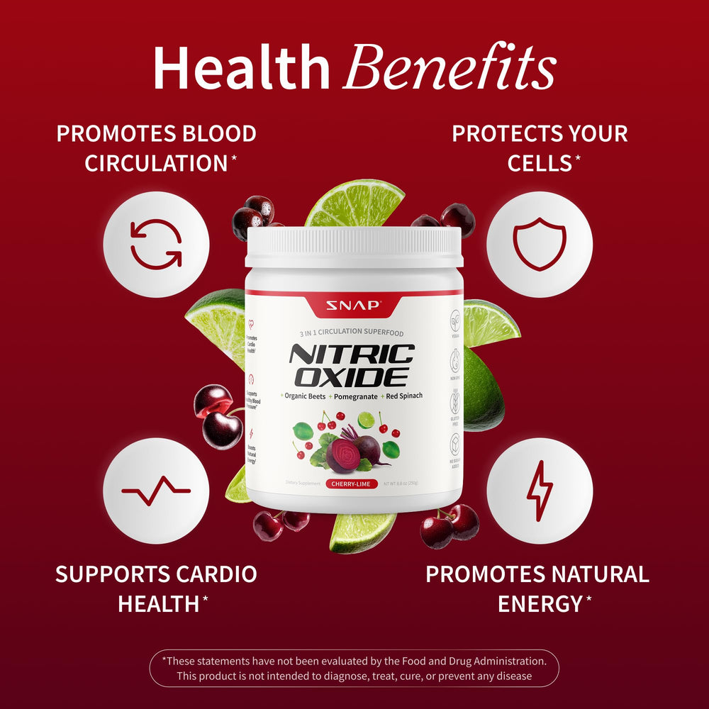 Snap Supplements Cherry Lime label on beet root powder container.
