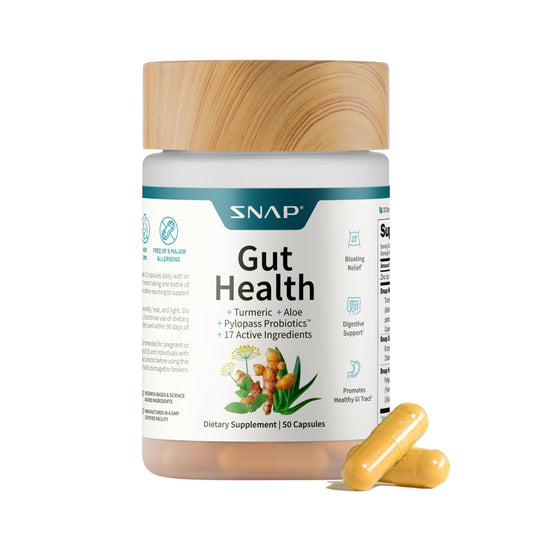 Snap Supplements gut health lipase bottle with probiotic blend for digestive balance
