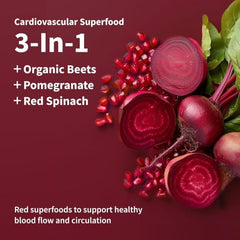 Snap Supplements Heart Beets bottle label highlights organic beet root.