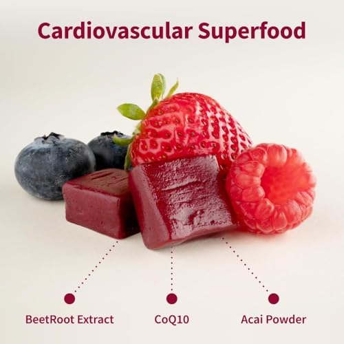 Snap Supplements Heart Beets soft chews close-up highlighting beetroot and CoQ10 ingredients.