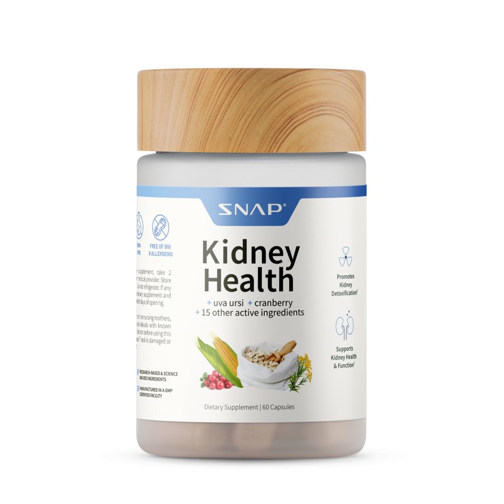 Snap Supplements Kidney Health Support bottle front for easy daily kidney care.