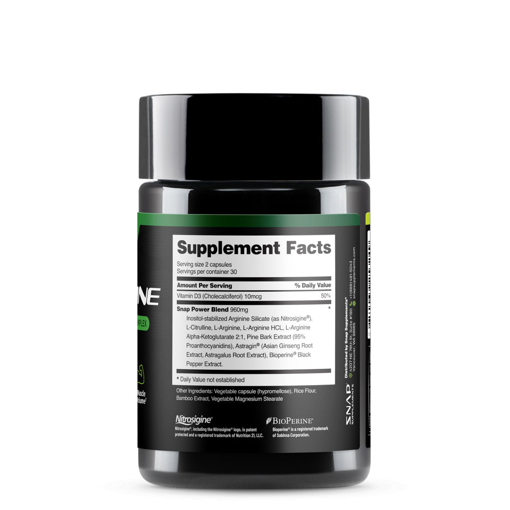 Snap Supplements L Arginine bottle ready for workouts.
