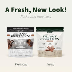 Snap Supplements organic vegan protein chocolate tub closeup with clean label