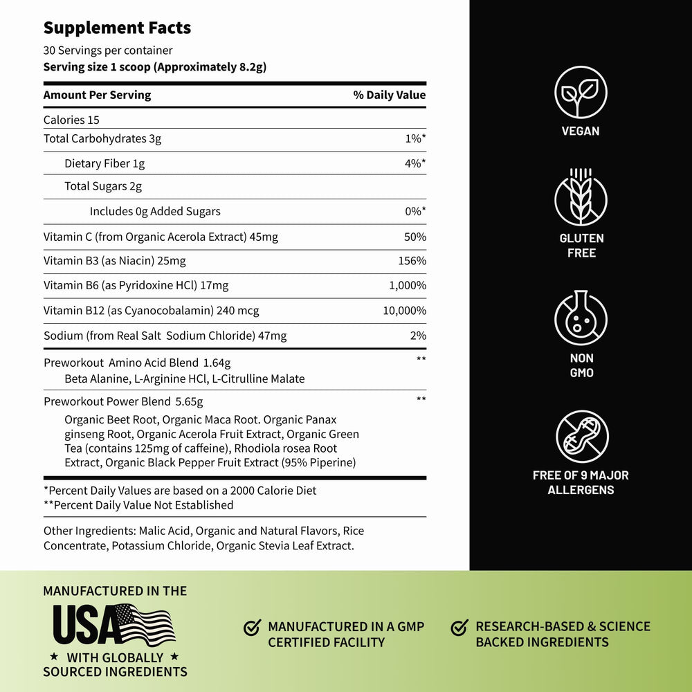 Beet and amino acids within Snap Supplements Pre-Workout illustrated for nitric oxide support.