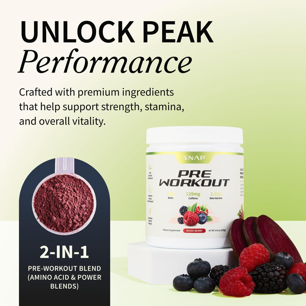Snap Supplements Pre Workout beet root powder scoop for precise dosing.