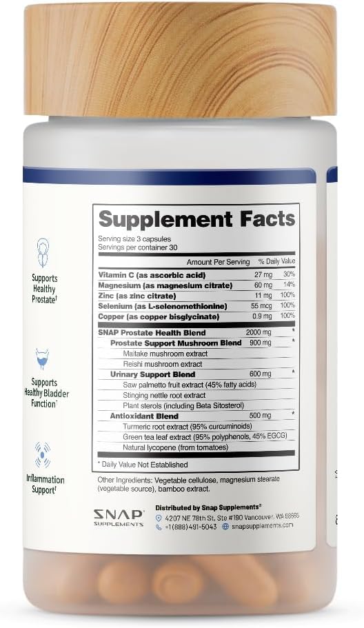 Snap Supplements Prostate Health bottle with spoon-shot for daily regimen